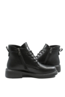 Imagine Ghete joase din piele naturală negre, cu șiret decorativ OTR550026