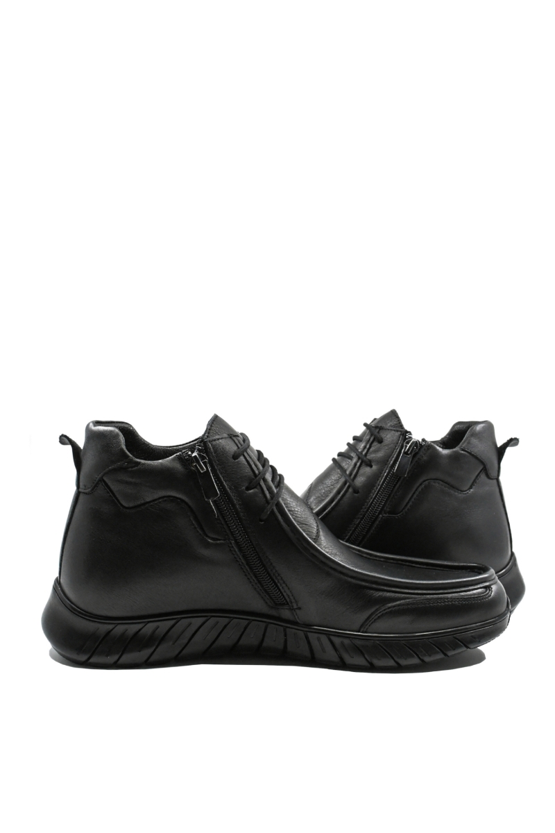 Imagine Ghete bărbați negre din piele naturală, cu cusături în relief GOR1946