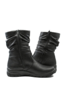 Imagine Ghete negre, din piele naturală, cu carâmb încrețit RIKZ7171-02