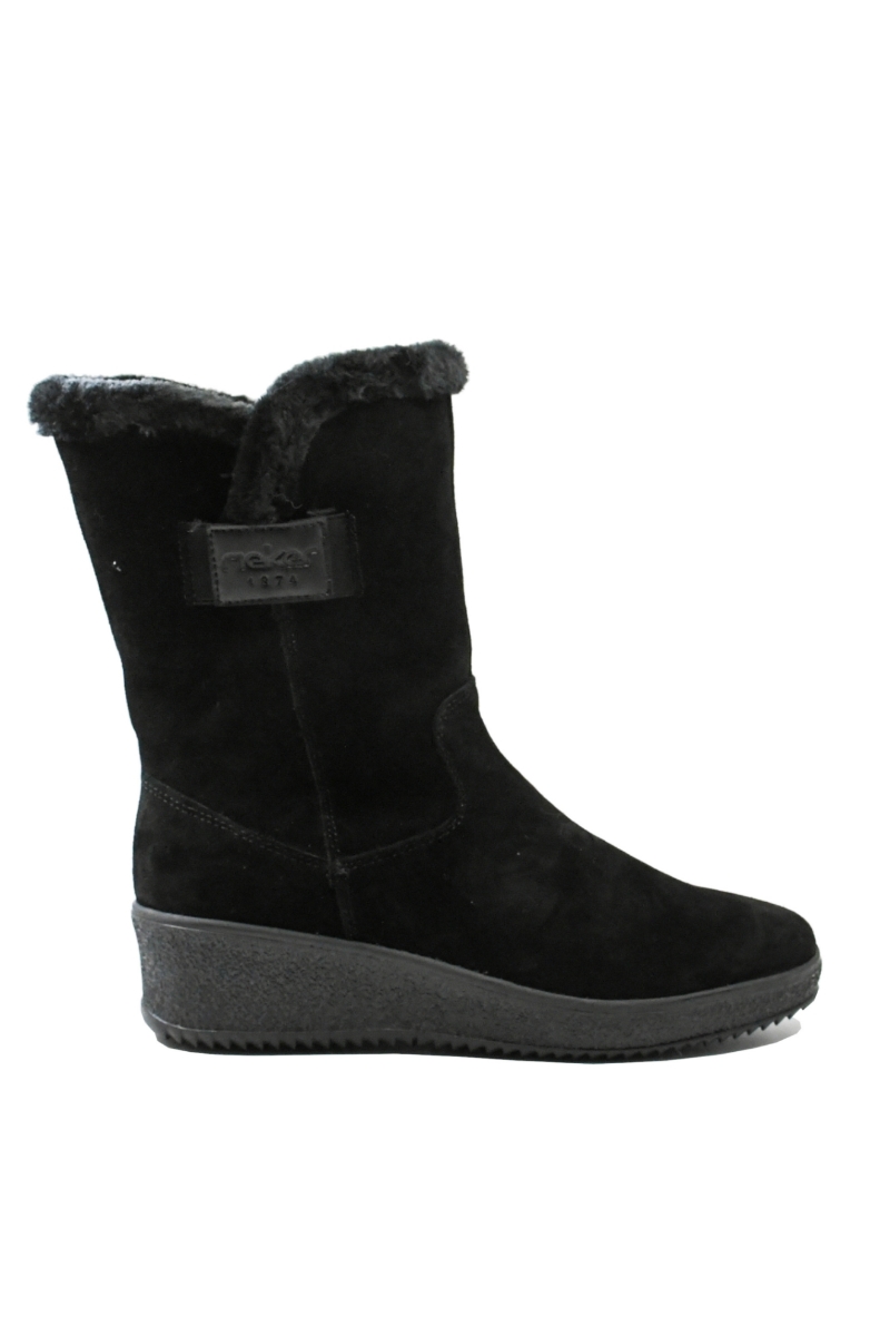 Imagine Ghete comode negre din piele întoarsă cu blăniță RIKY4456-00