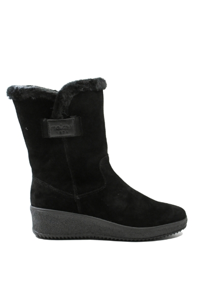 Imagine Ghete comode negre din piele întoarsă cu blăniță RIKY4456-00