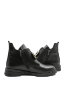 Imagine Ghete joase negre din piele naturală cu decorațiune aurie MIR20901-1