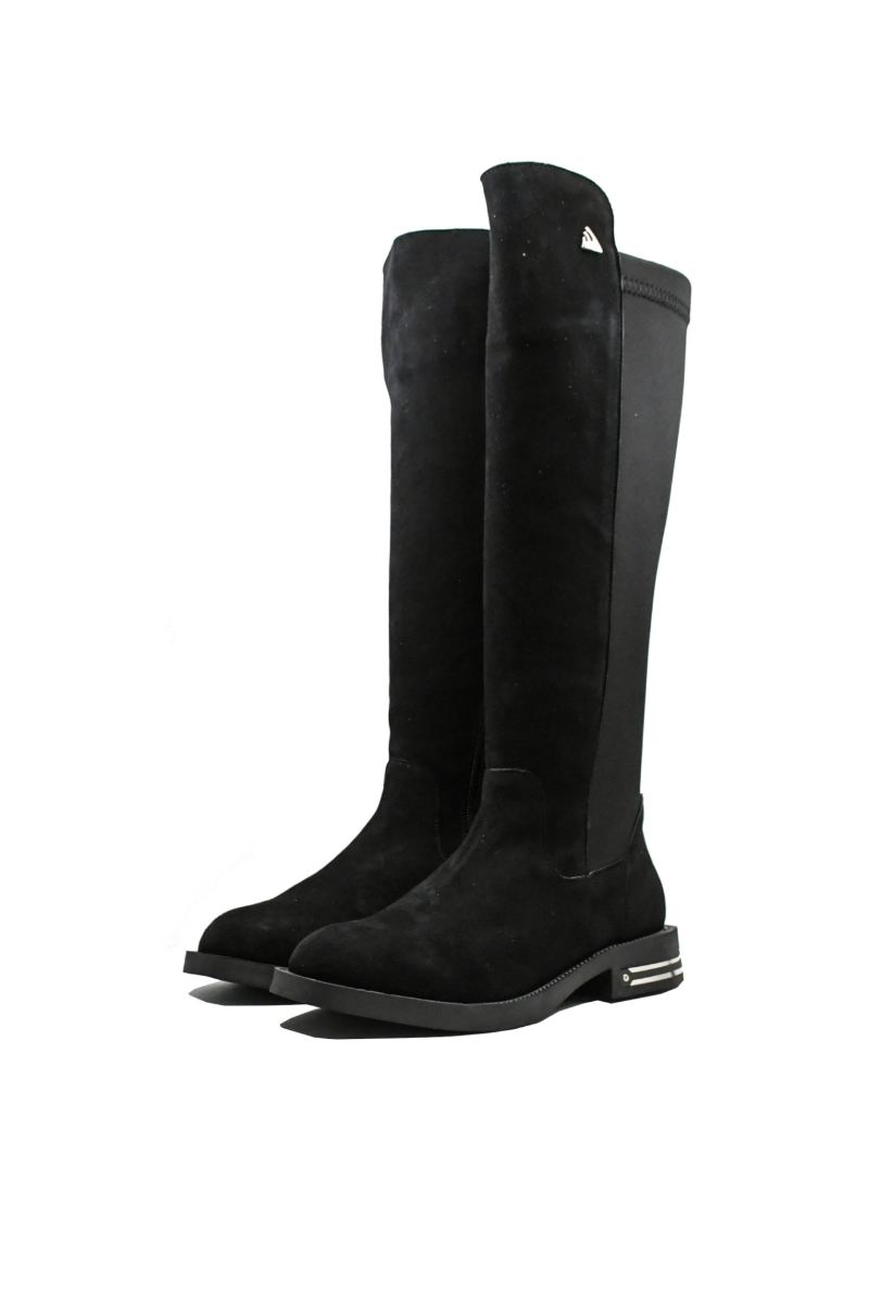 Imagine Cizme damă negre, cu carâmb elastic la spate, negre din piele întoarsă MIR159NV