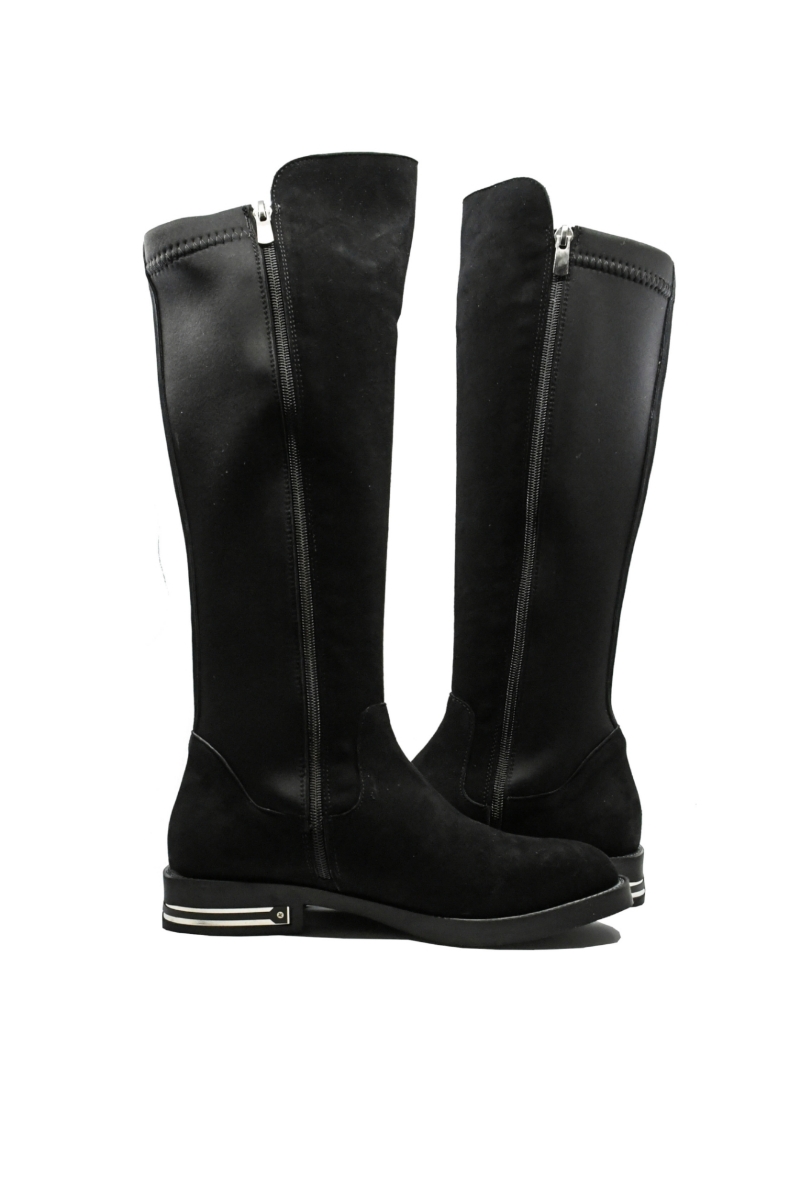 Imagine Cizme damă negre, cu carâmb elastic la spate, negre din piele întoarsă MIR159NV