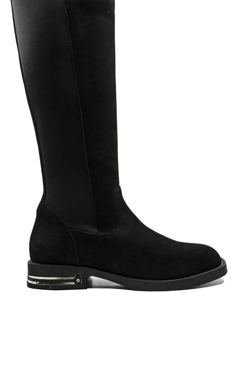 Imagine Cizme damă negre, cu carâmb elastic la spate, negre din piele întoarsă MIR159NV