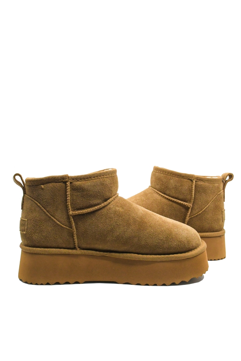 Imagine Ghete damă îmblănite, camel, din piele întoarsă GOR113