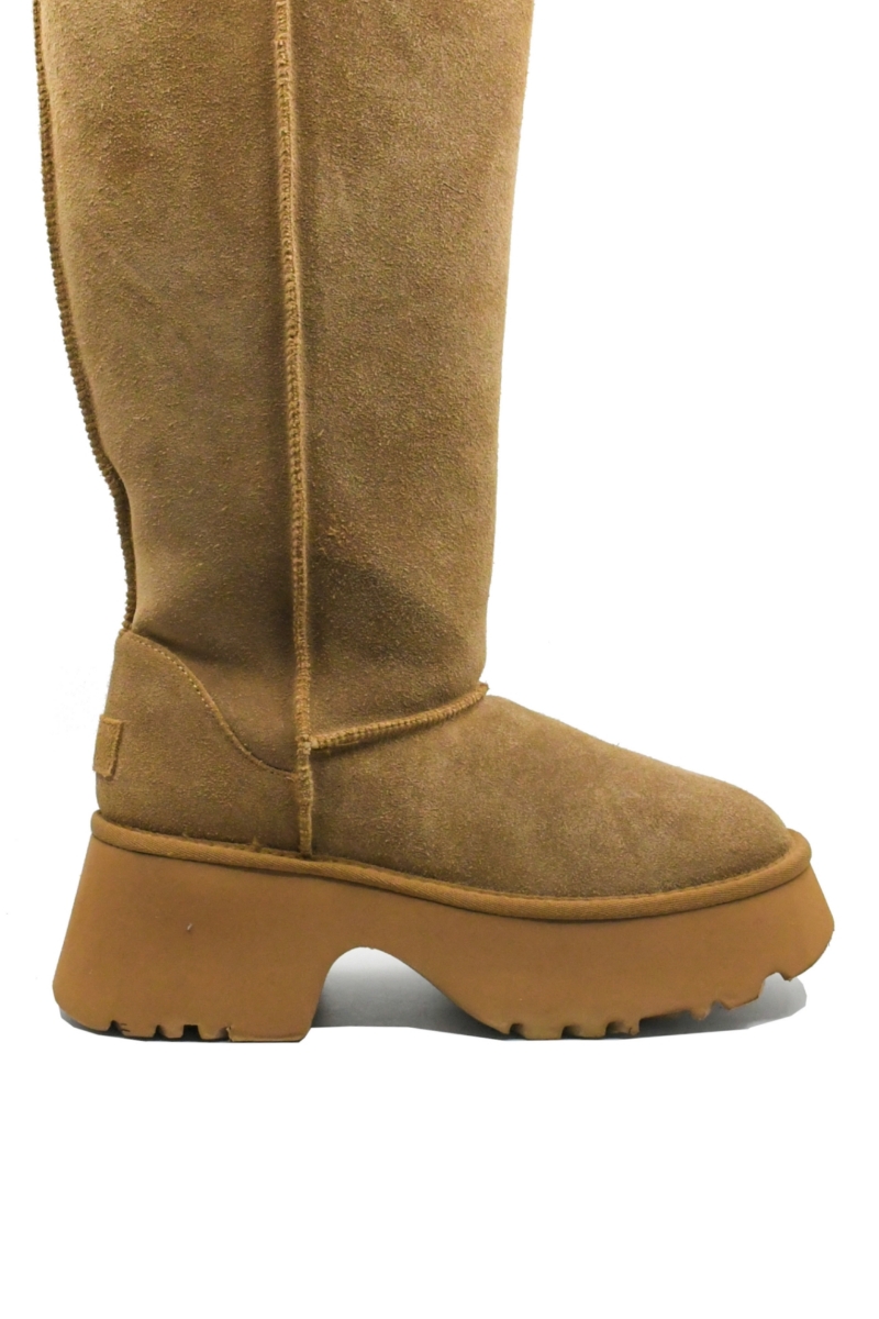 Imagine Cizme îmblanite până la genunchi, camel din piele întoarsă GOR113-8