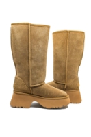 Imagine Cizme îmblanite până la genunchi, camel din piele întoarsă GOR113-8