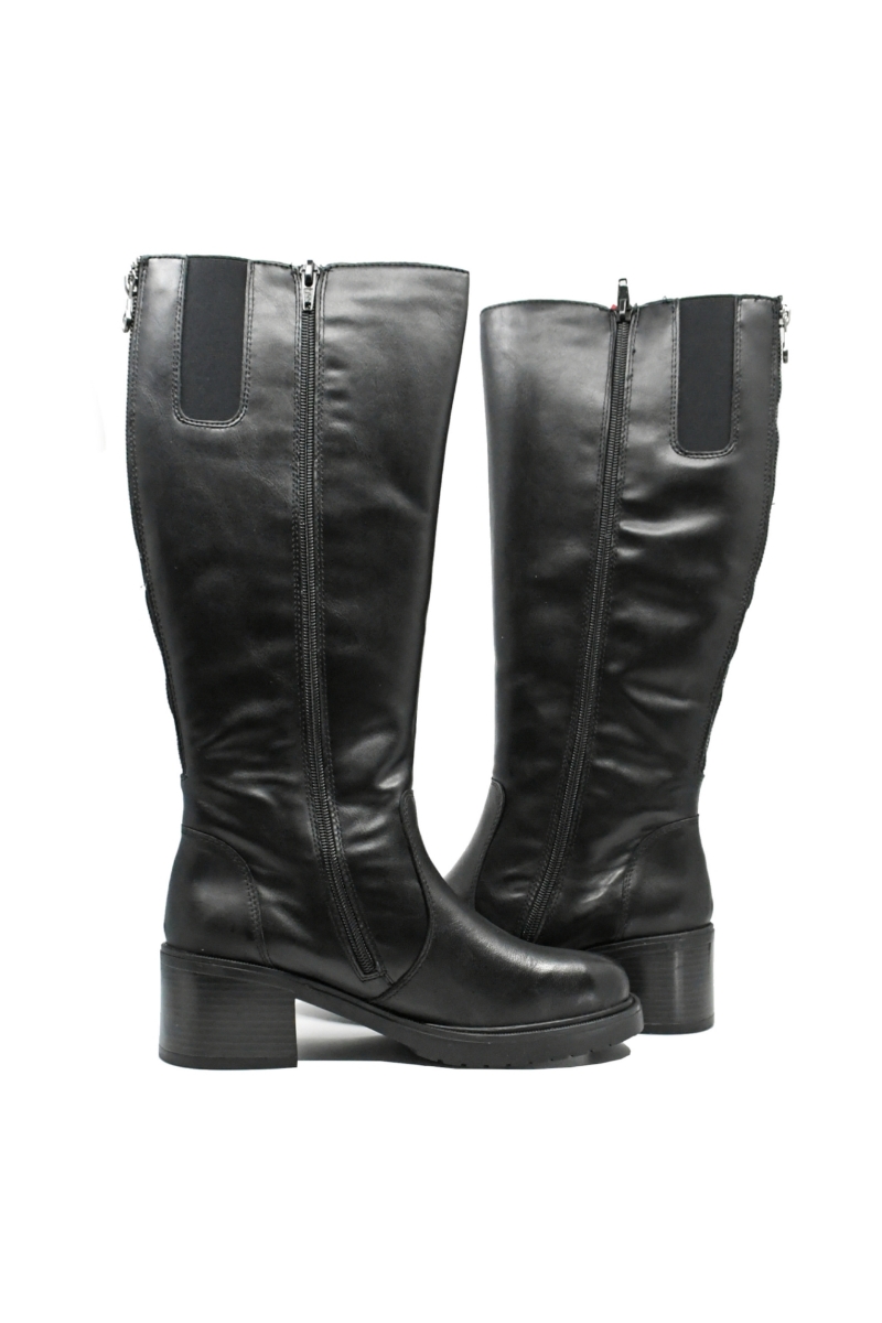 Imagine Cizme damă negre îmblănite, din piele naturală RIKY5254-00