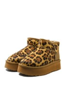 Imagine Ghete damă camel, din piele întoarsă cu imprimeu leopard GOR113-1