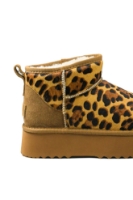 Imagine Ghete damă camel, din piele întoarsă cu imprimeu leopard GOR113-1