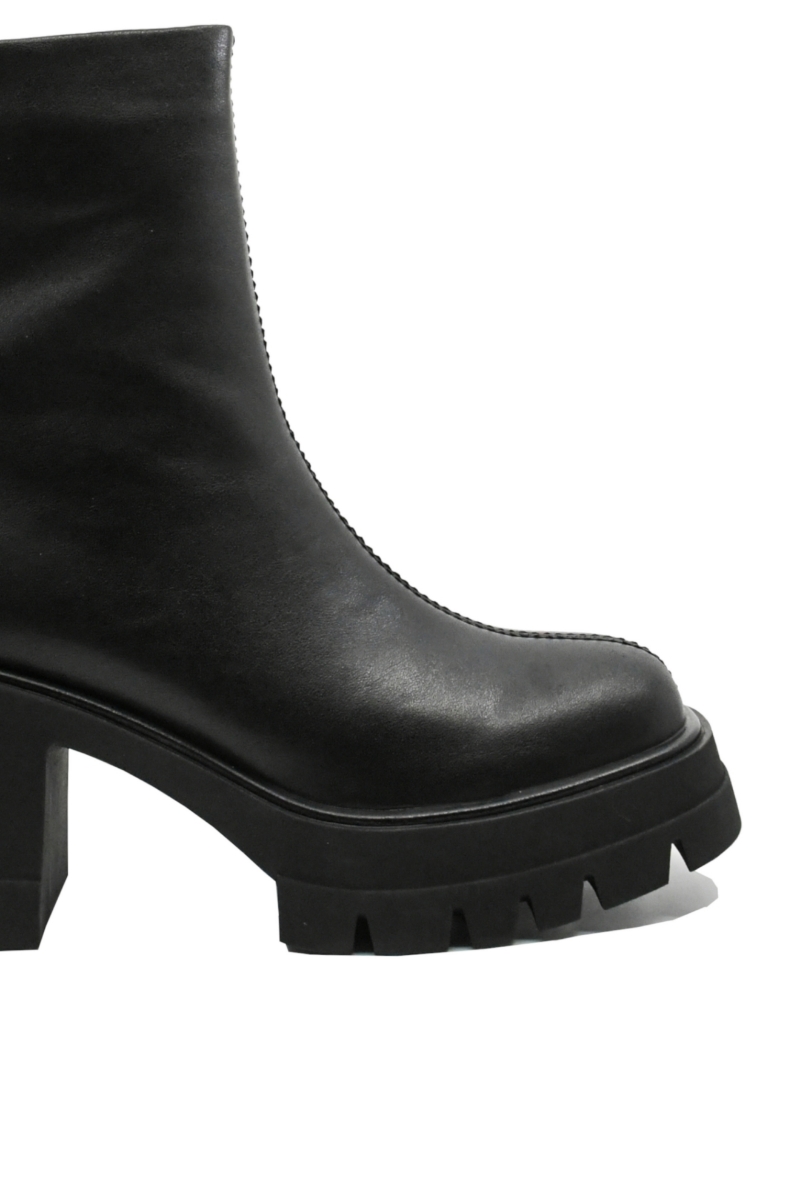 Imagine Ghete damă cu platformă și toc masiv, negre, din piele naturală GOR6926