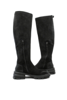 Imagine Cizme înalte cu carâmb moale, negre din piele întoarsă GOR195NV