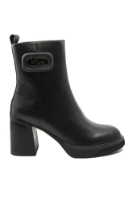 Imagine Botine ankle damă cu toc înalt, negre, din piele naturală GOR696