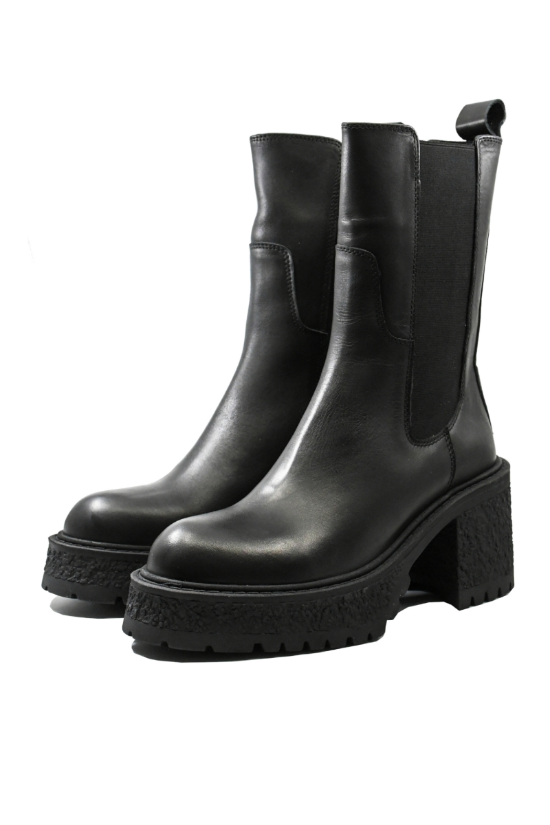 Imagine Ghete damă model Chelsea cu platformă, negre, din piele naturală GOR8330