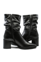 Imagine Ghete damă stil ciocate cu carâmb încrețit, negre, din piele naturală KOR2930