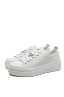 Imagine Pantofi sport dama albi din piele naturală, cu broșă libelulă argintie REMD1C03-82