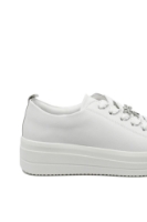 Imagine Pantofi sport dama albi din piele naturală, cu broșă libelulă argintie REMD1C03-82