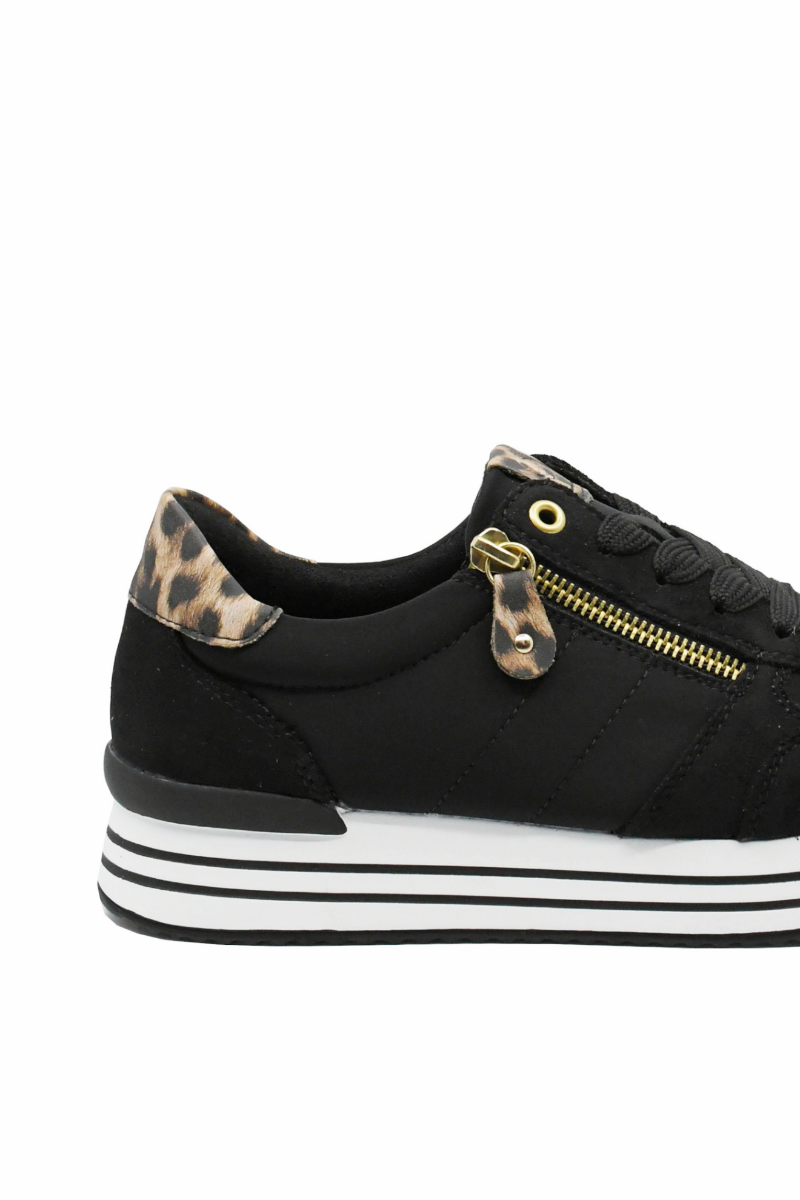 Imagine Pantofi sport damă negru cu animal print și garnituri de piele întoarsă REMD1316-03