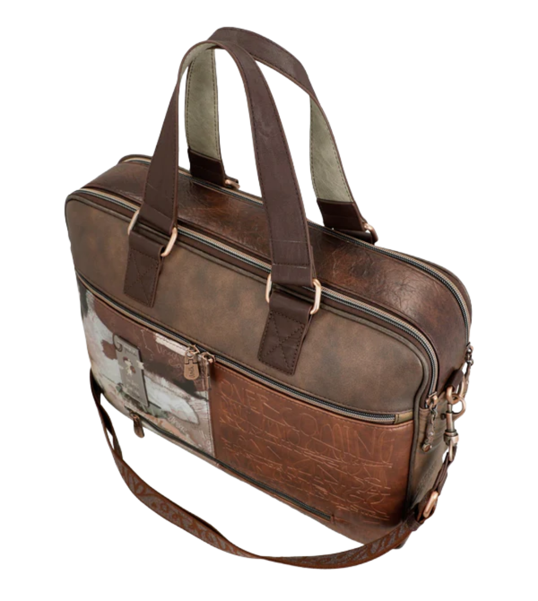 Imagine Servietă mare cu două compartimente, maro, colecția Core, 39806-113