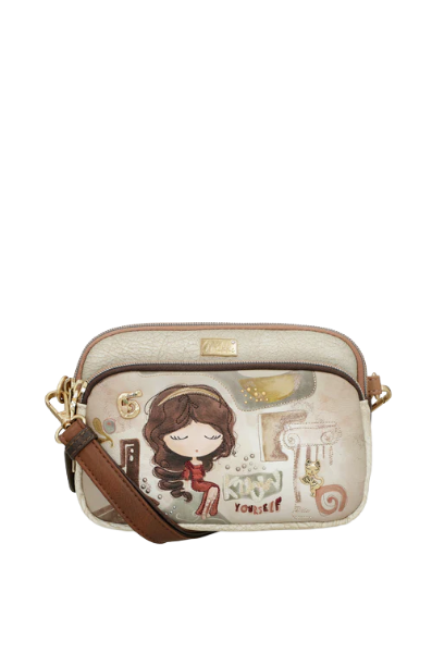 Imagine Poșetă crossbody cu trei compartimente, cream, colecția Muse, 42703-445