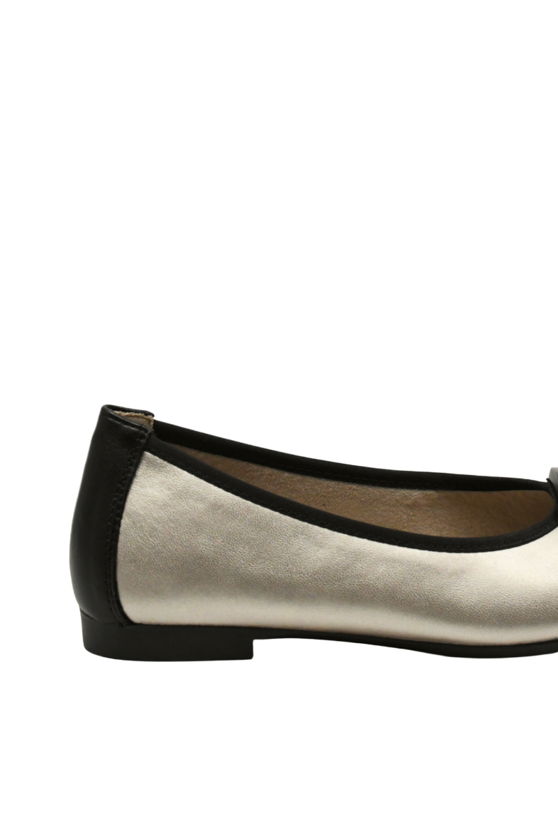 Imagine Balerini din piele naturală, aurii cu accente negre REMD0K12-90