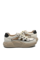 Imagine Pantofi damă sport decupați bej patinat din piele naturală FLG68883