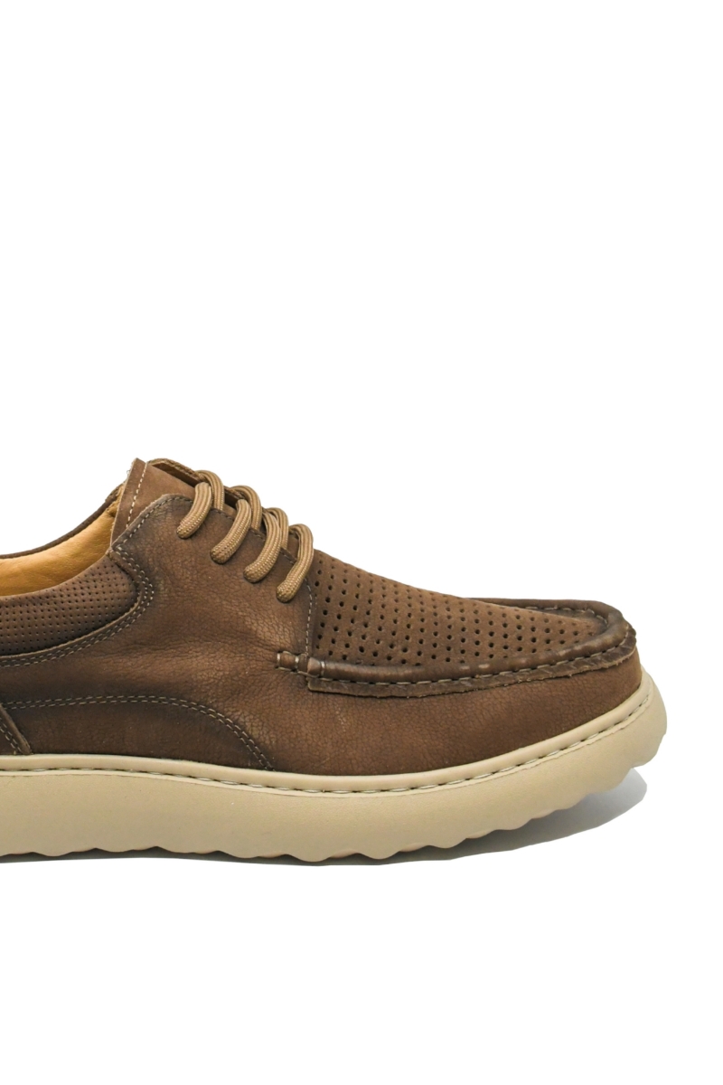 Imagine Mocasini bărbați maro din piele întoarsă cu perforații FLGSM-3