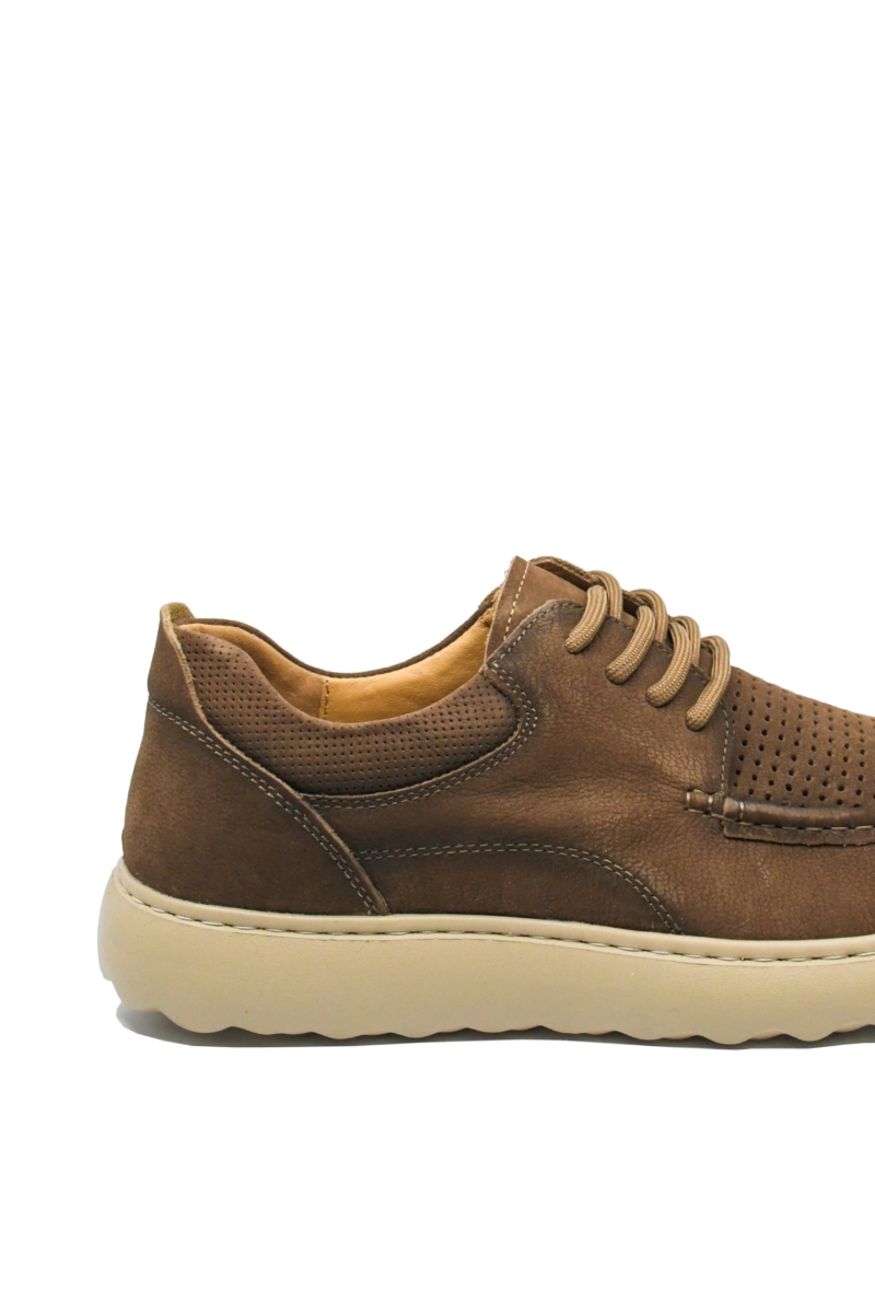 Imagine Mocasini bărbați maro din piele întoarsă cu perforații FLGSM-3