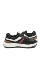 Imagine Pantofi sport negri cu detalii grena și albe, din piele naturală cu granulații FNX5317