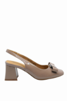 Imagine Pantofi decupați cu vârf pătrat și fundiță, maro cafea din lac GOR6290