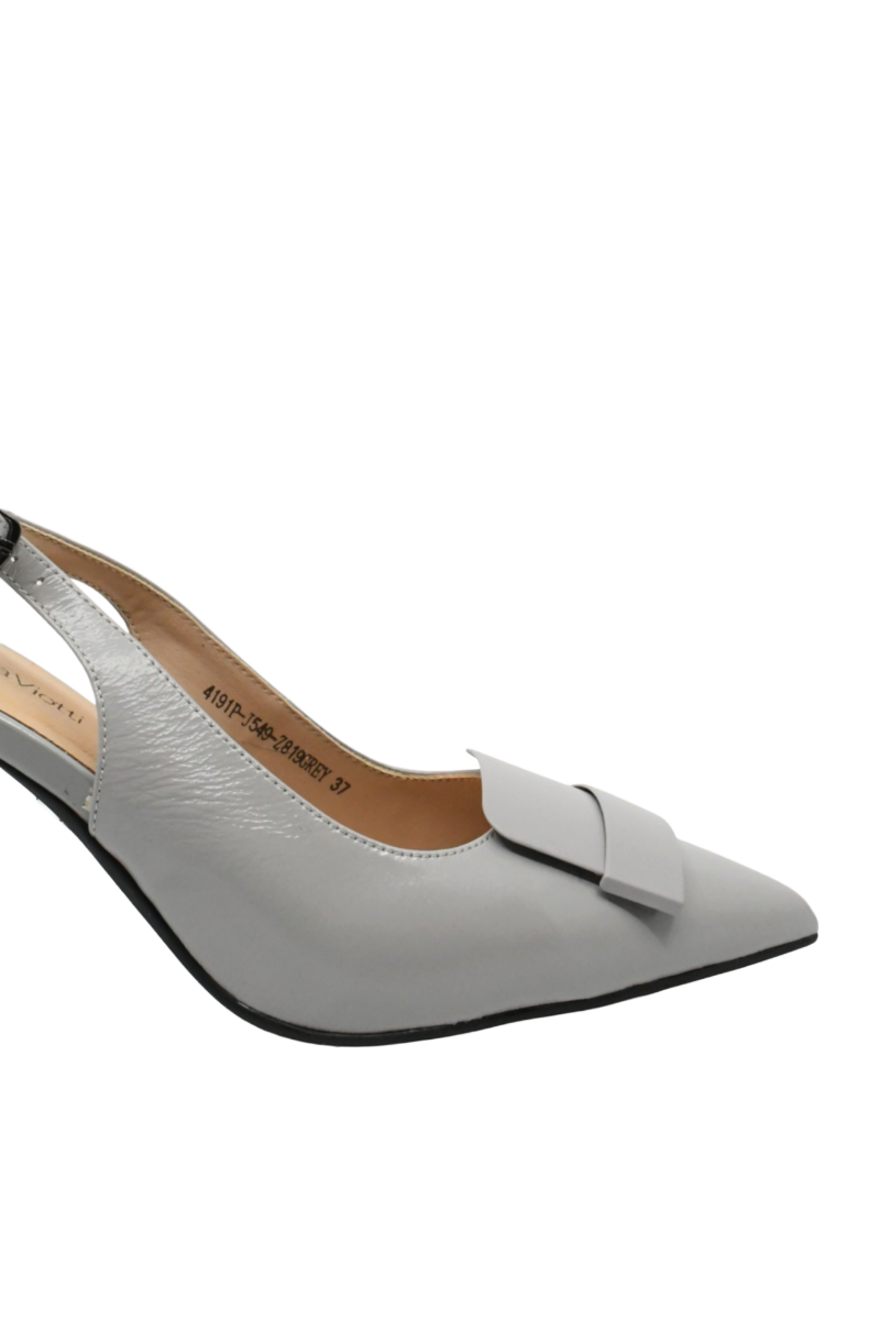 Imagine Pantofi stiletto decupați gri din lac GOR4191