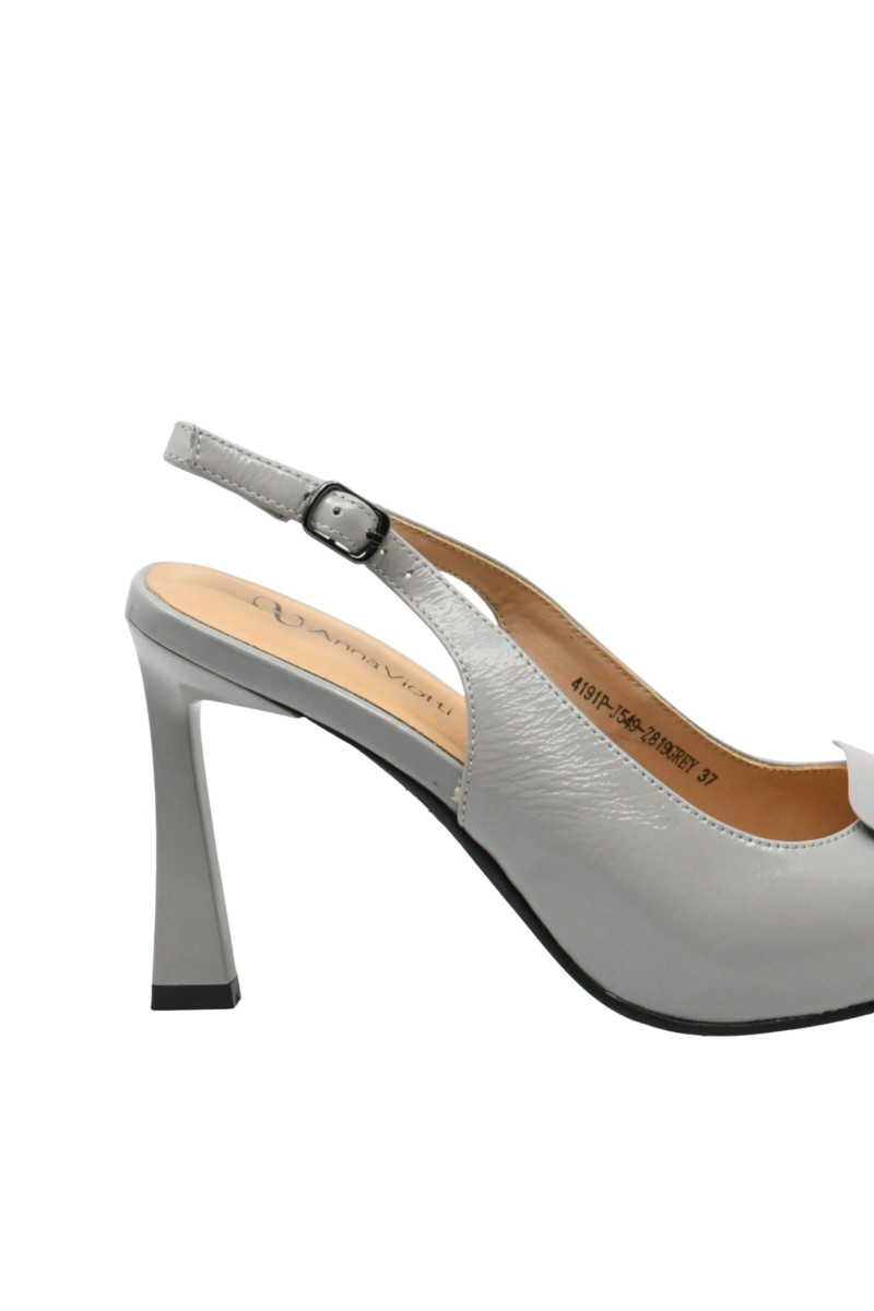 Imagine Pantofi stiletto decupați gri din lac GOR4191