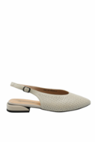 Imagine Pantofi decupați crem din piele naturală cu aspect perforat GOR5029
