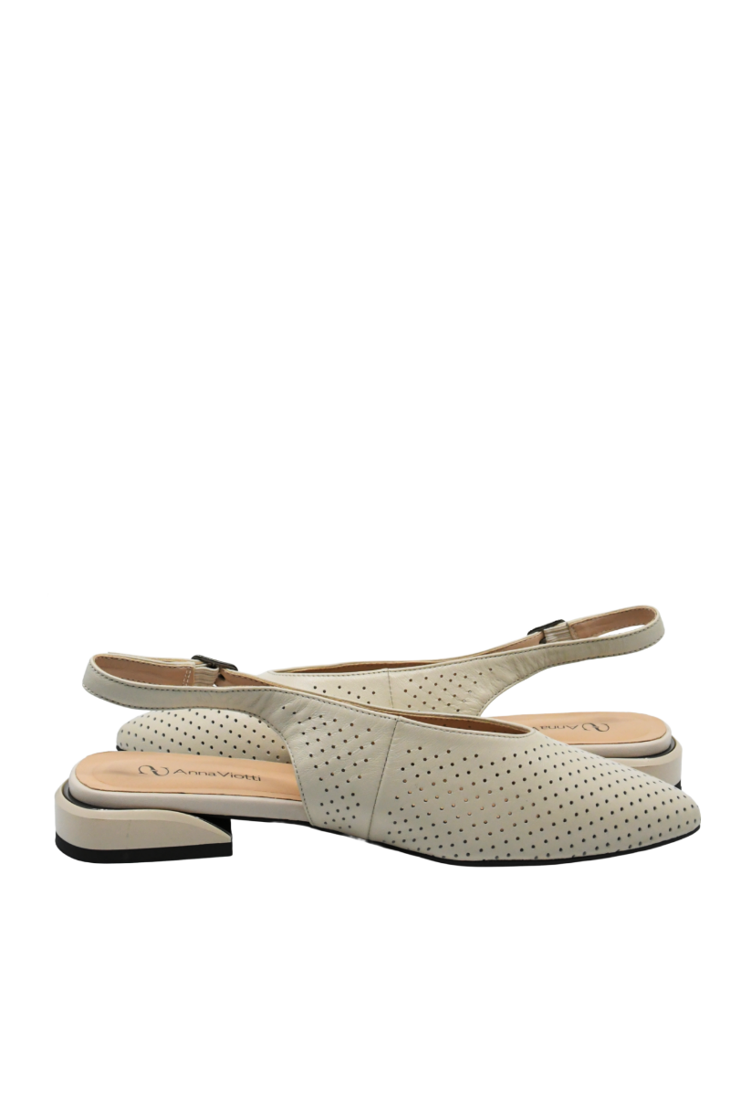 Imagine Pantofi decupați crem din piele naturală cu aspect perforat GOR5029