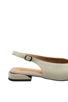 Imagine Pantofi decupați crem din piele naturală cu aspect perforat GOR5029