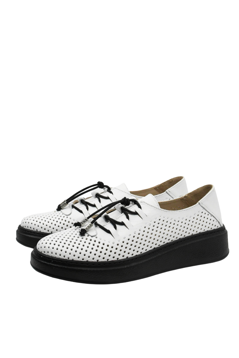 Imagine Pantofi casual cu platformă, albi, din piele naturală MIR5297