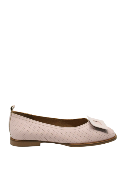 Imagine Balerini roz deschis din piele naturală cu aspect perforat MIR1391