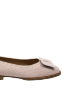 Imagine Balerini roz deschis din piele naturală cu aspect perforat MIR1391