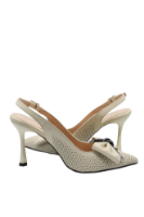 Imagine Pantofi decupați cu toc stiletto, bej, din piele naturală cu model perforat MIR933