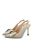 Imagine Pantofi decupați cu toc stiletto, bej, din piele naturală cu model perforat MIR933