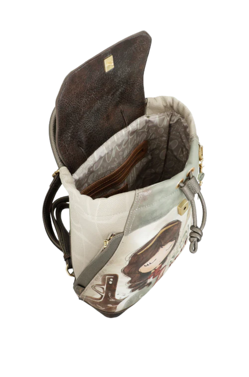 Imagine Rucsac pătrat cu clapetă gri sidefat, colecția Muse, 42705-302