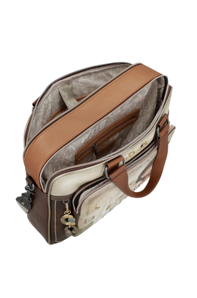 Imagine Servietă mare cu două compartimente, maro, colecția Muse, 42706-113