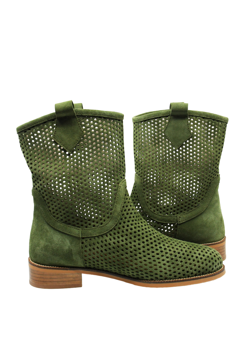 Imagine Ghete de vară verzi perforate din piele întoarsă MIR3952