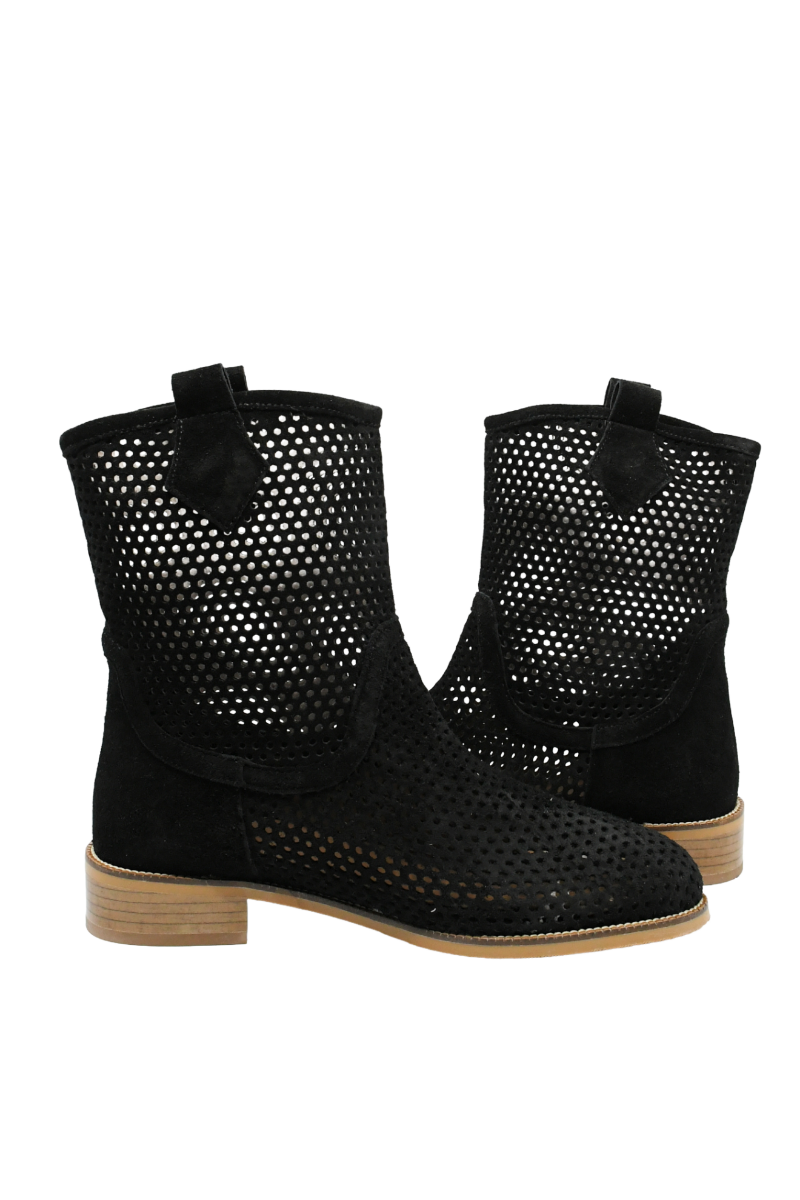 Imagine Ghete de vară negre perforate din piele întoarsă MIR3952