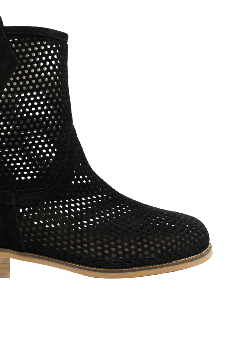 Imagine Ghete de vară negre perforate din piele întoarsă MIR3952