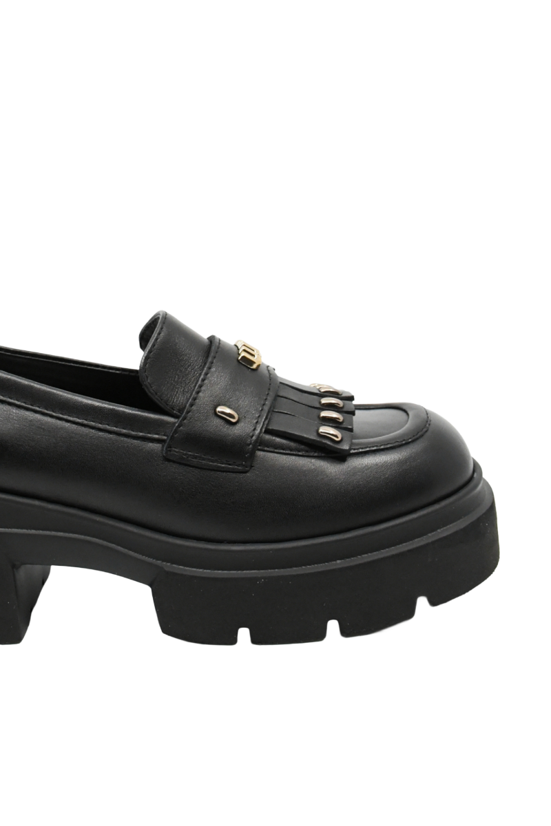 Imagine Loaferi damă cu platformă masivă, negri din piele naturală FLO144N