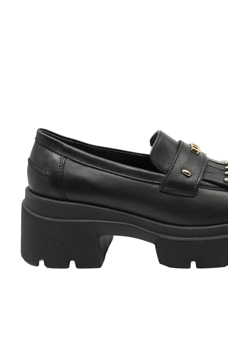 Imagine Loaferi damă cu platformă masivă, negri din piele naturală FLO144N