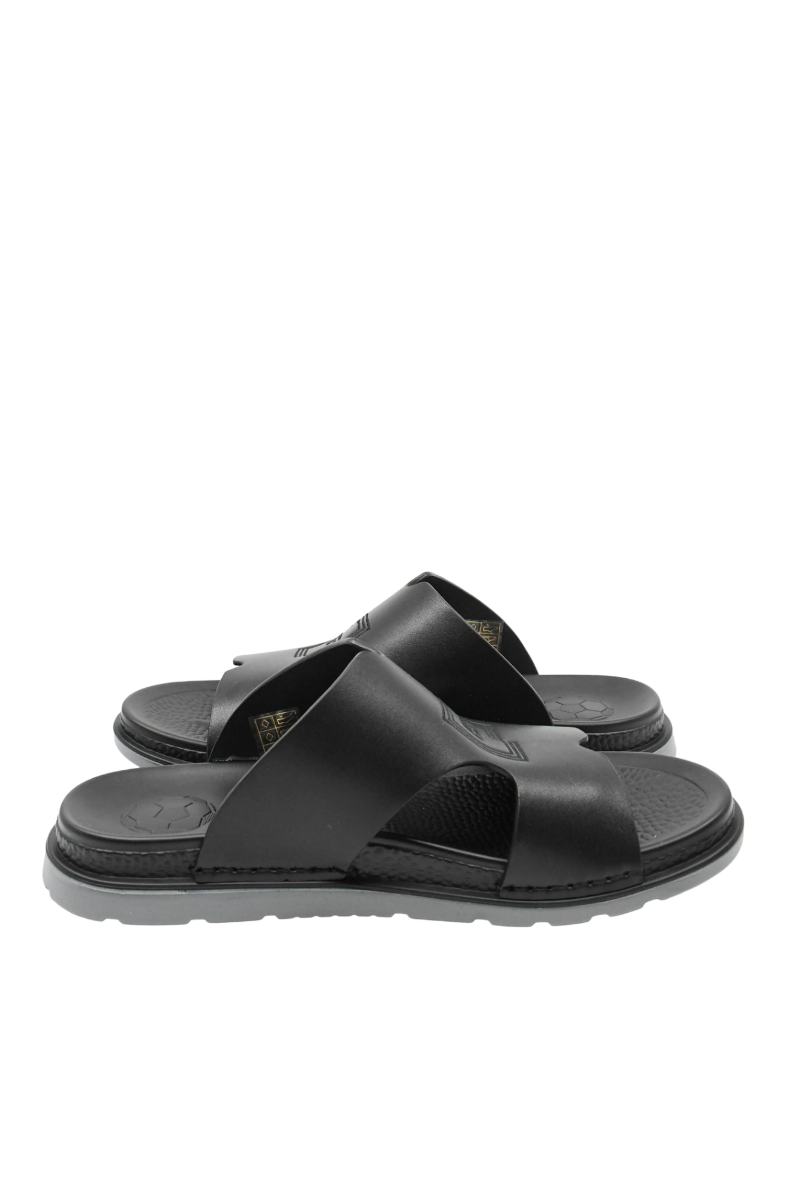 Imagine Saboți bărbați negri din piele naturală cu decupaje OTR580010