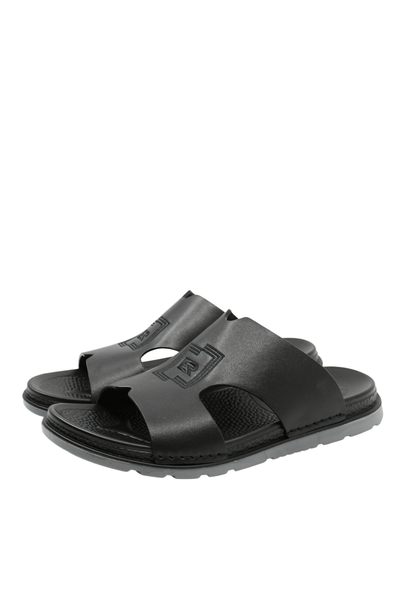 Imagine Saboți bărbați negri din piele naturală cu decupaje OTR580010